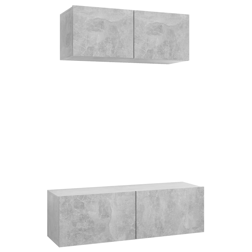 vidaXL Set de dulapuri TV, 2 piese, gri beton, lemn prelucrat