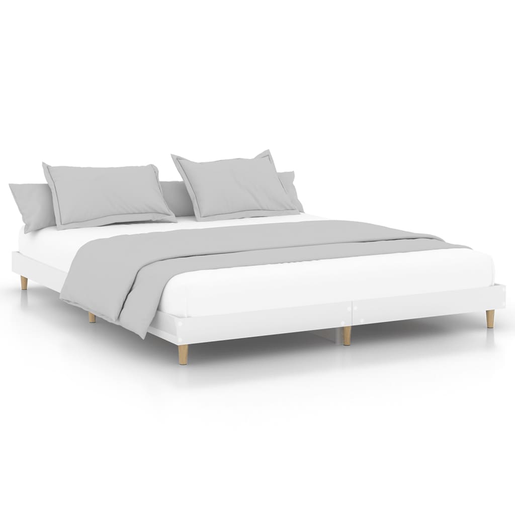 vidaXL Cadru de pat, alb extralucios, 160x200 cm, lemn prelucrat