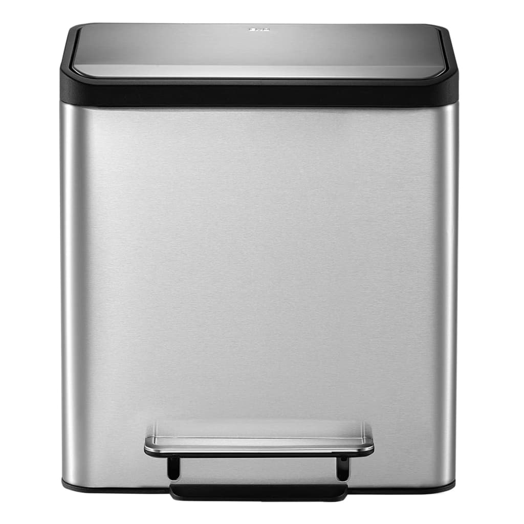 EKO Coș de gunoi cu pedală EcoCasa, argintiu mat, 2x15 L