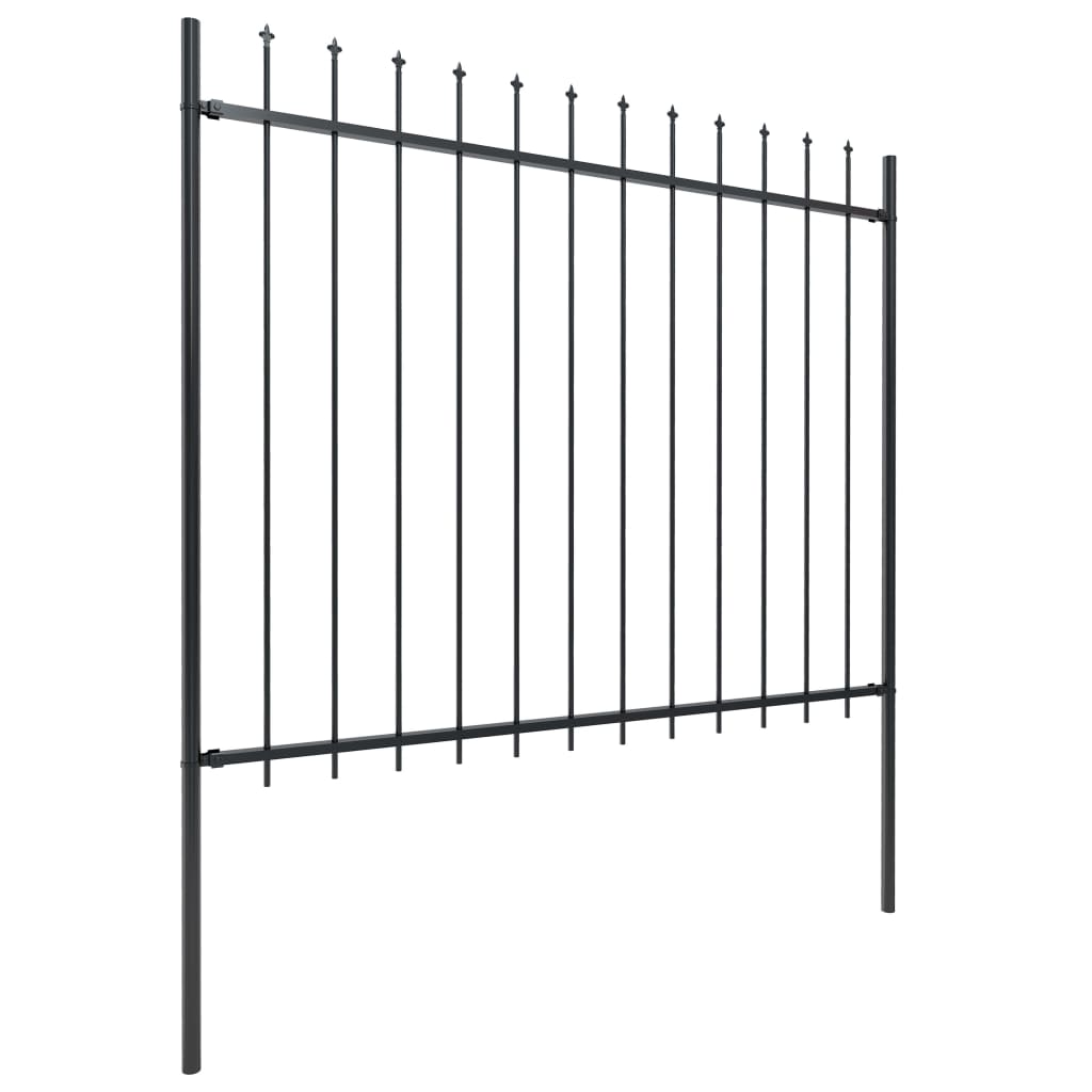 vidaXL Gard de grădină cu vârf suliță, negru, 13,6 x 1,5 m, oțel