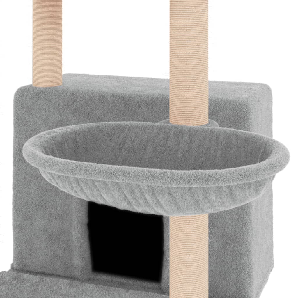 vidaXL Ansamblu de pisici, stâlpi din funie sisal, gri deschis, 132 cm