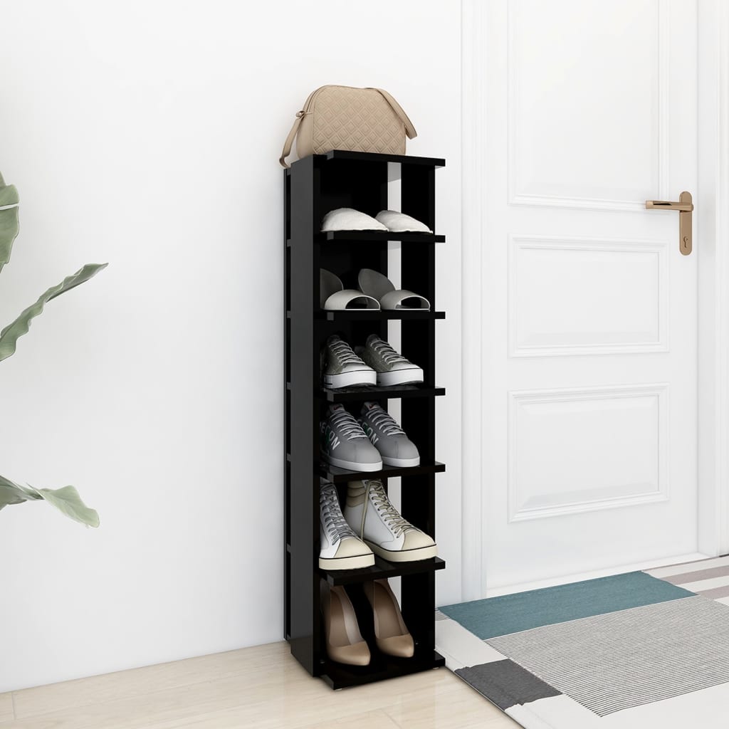 vidaXL Pantofar, negru, 27,5x27x102 cm, lemn prelucrat