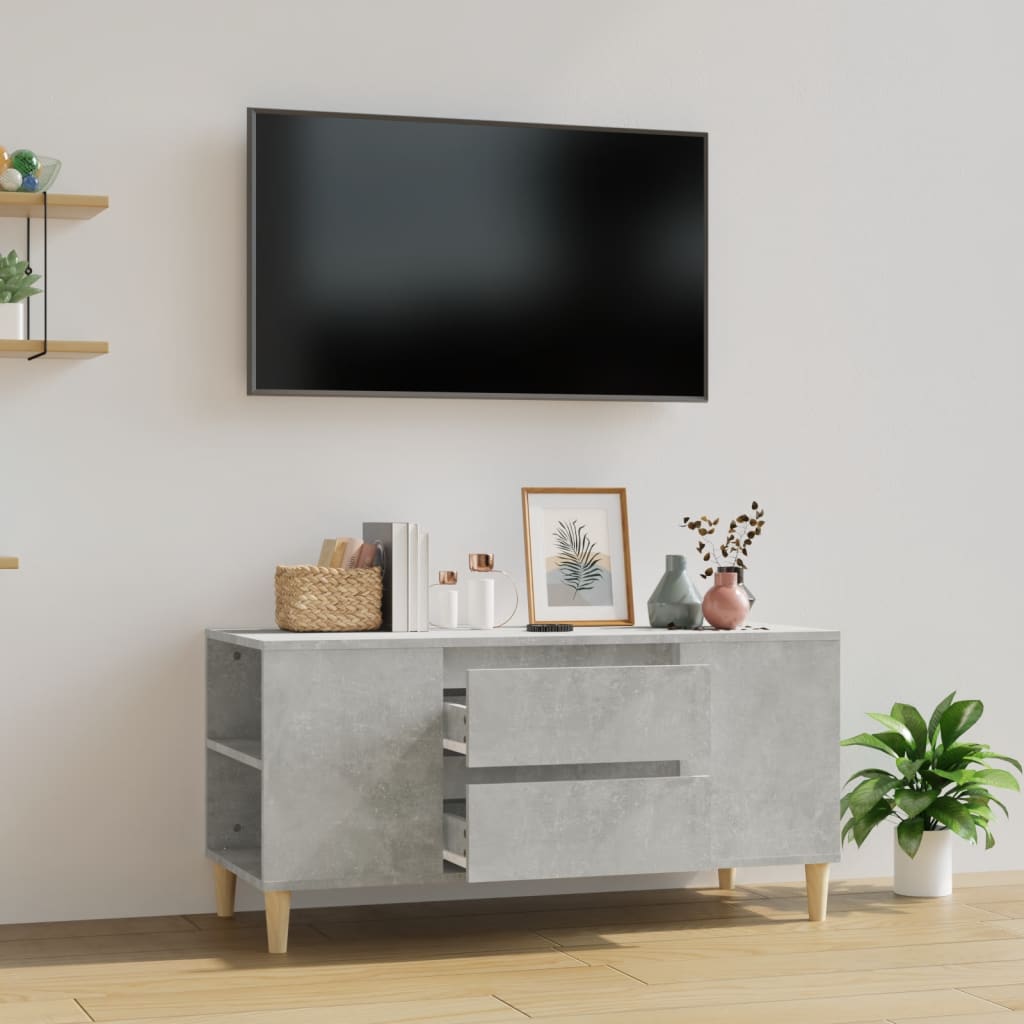 vidaXL Comodă TV, gri beton, 102x44,5x50 cm, lemn prelucrat