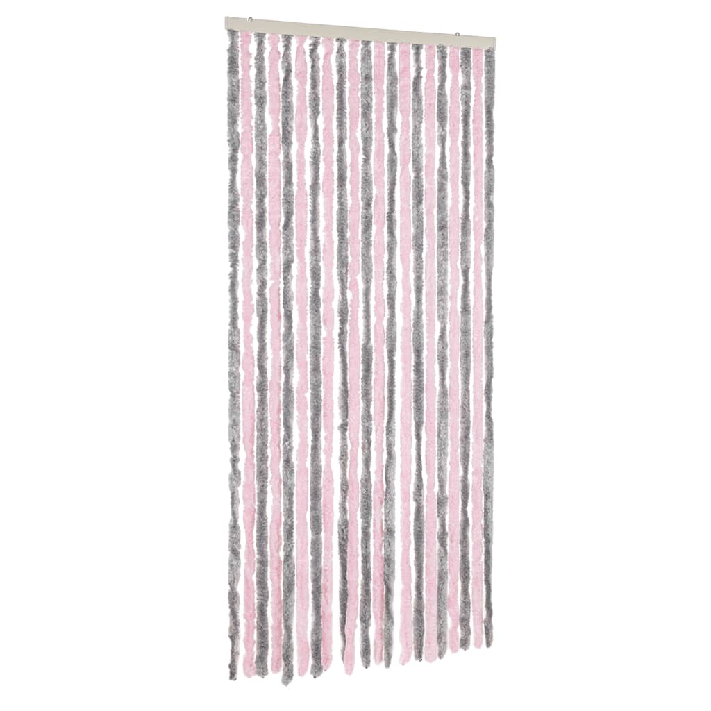 vidaXL Perdea pentru insecte, gri argintiu și roz, 56x200 cm, chenille
