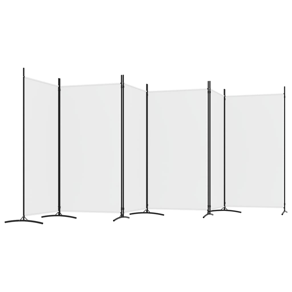 vidaXL Paravan cameră cu 6 panouri, alb, 520x180 cm, textil