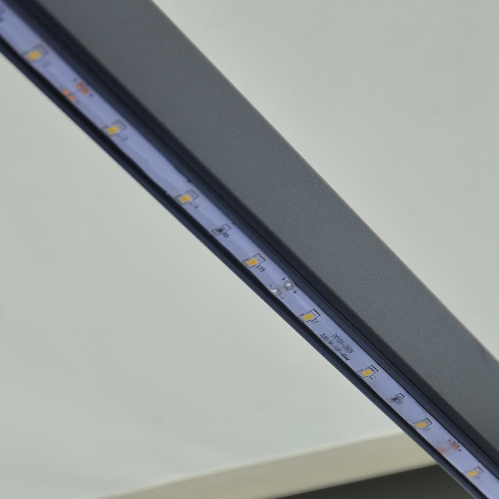 vidaXL Copertină retractabilă senzor vânt & LED, crem, 600x300 cm