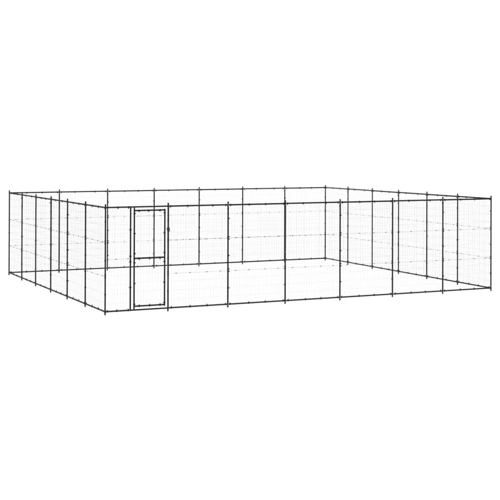 vidaXL Padoc pentru câini de exterior, 50,82 m², oțel
