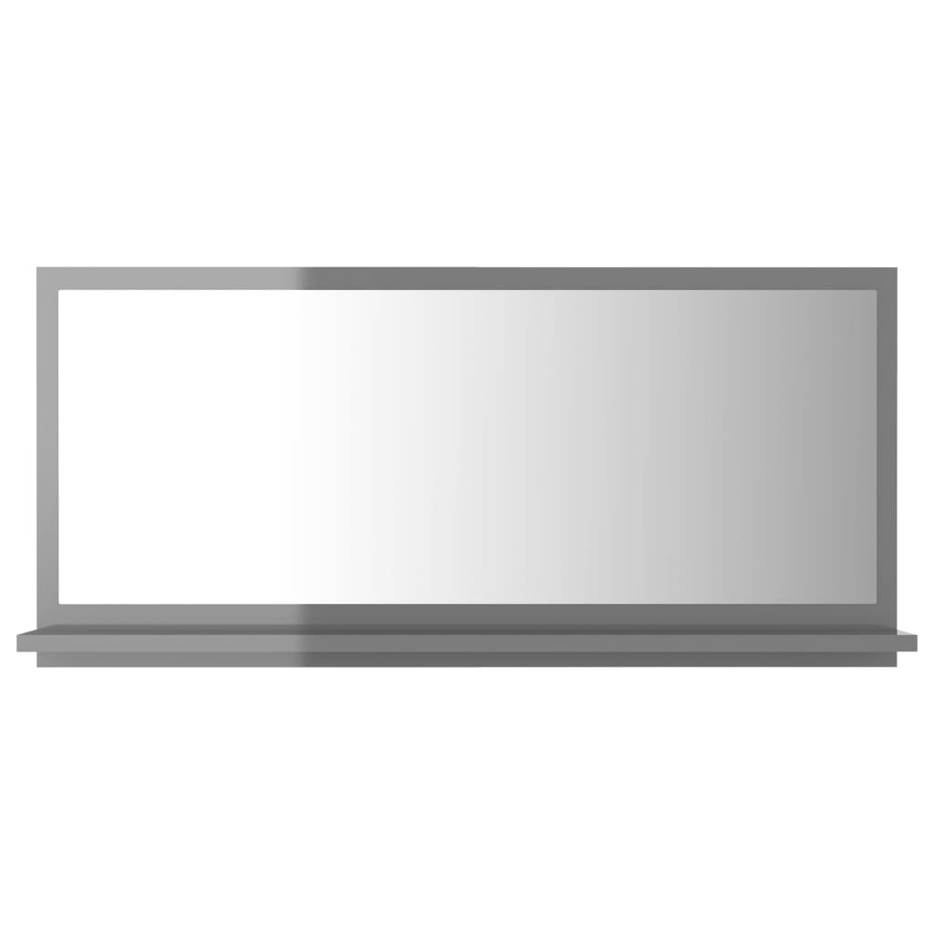 vidaXL Oglindă de baie, gri extralucios, 80 x 10,5 x 37 cm, PAL