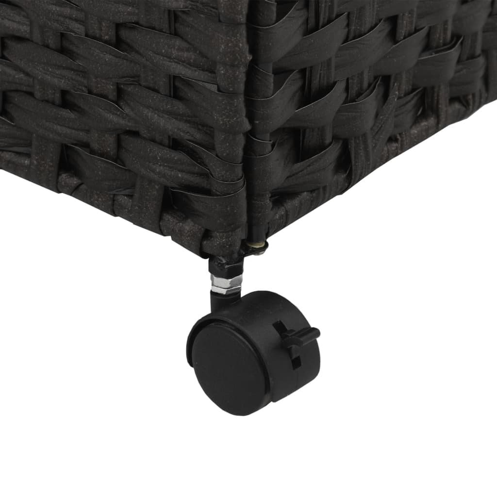 vidaXL Coș de rufe cu roți, negru, 60x35x60,5 cm, ratan