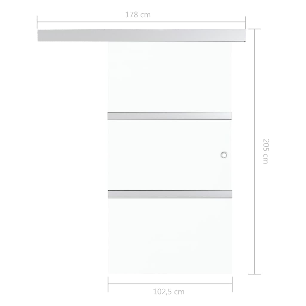 vidaXL Ușă glisantă, argintiu,102,5 x 205 cm, sticlă ESG și aluminiu