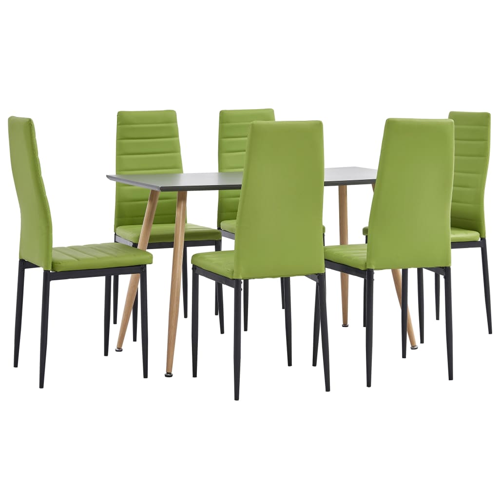 vidaXL Set mobilier de bucătărie, 7 piese, verde lime, piele ecologică