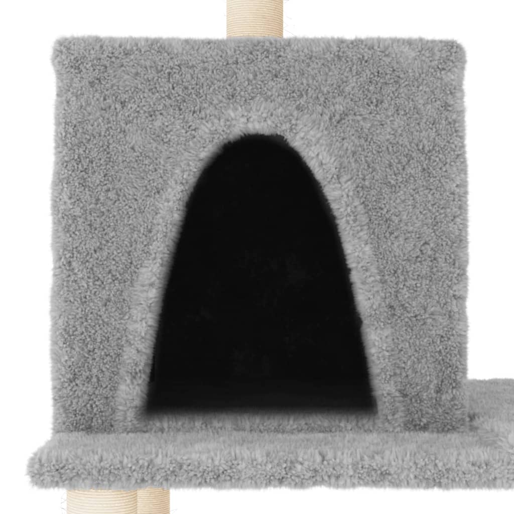 vidaXL Ansamblu de pisici, stâlpi din funie sisal, gri deschis, 167 cm
