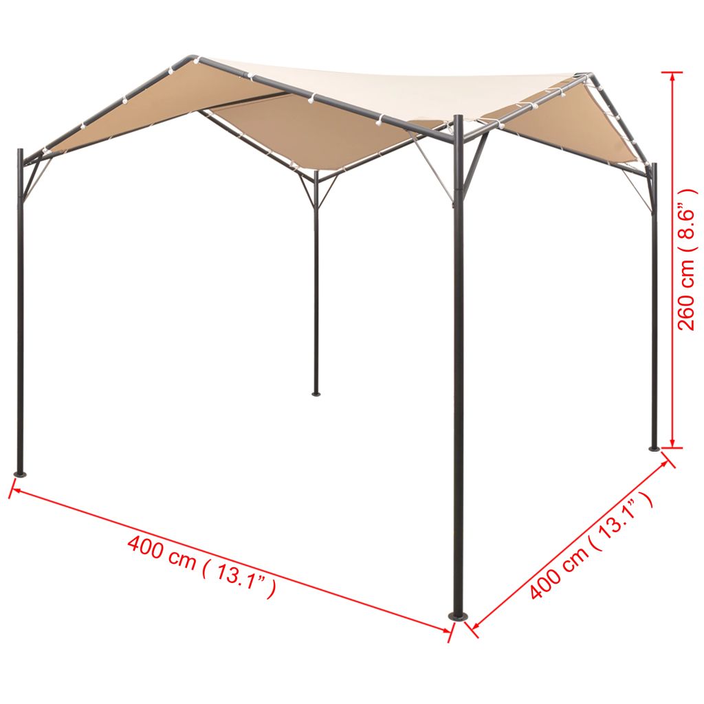 vidaXL Pavilion foișor cort cu baldachin, 4x4 m, oțel, bej