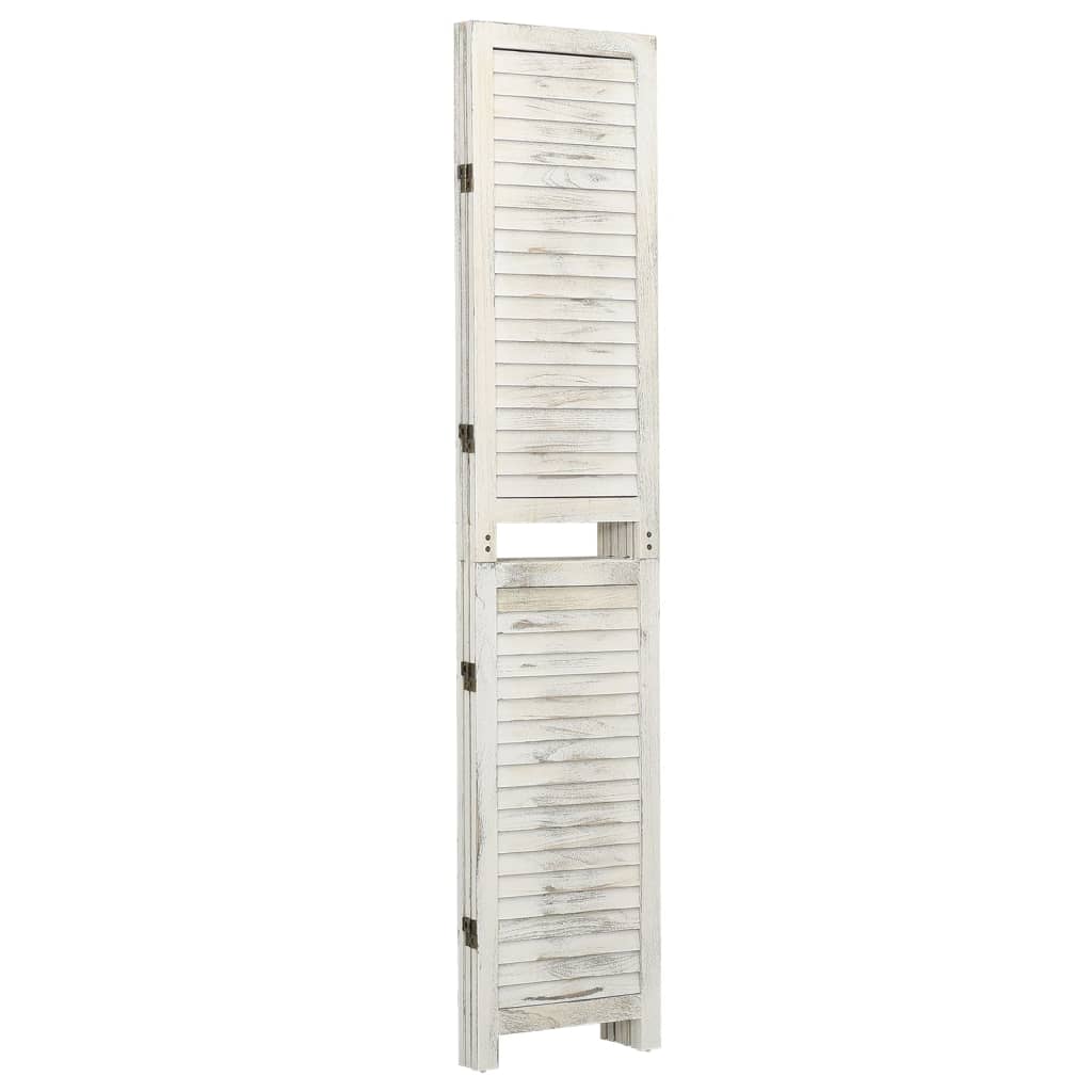 vidaXL Paravan de cameră cu 3 panouri alb antichizat, 105x165 cm, lemn
