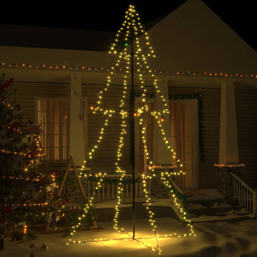 vidaXL Brad Crăciun conic 360 LED-uri, 143x250 cm, interior & exterior