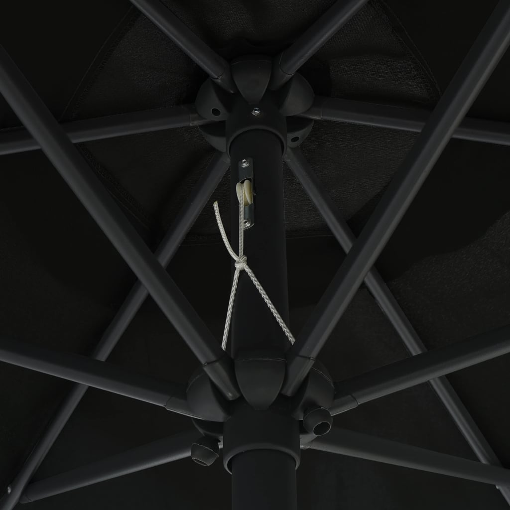 vidaXL Umbrelă de soare cu stâlp aluminiu, negru, 270 x 246 cm
