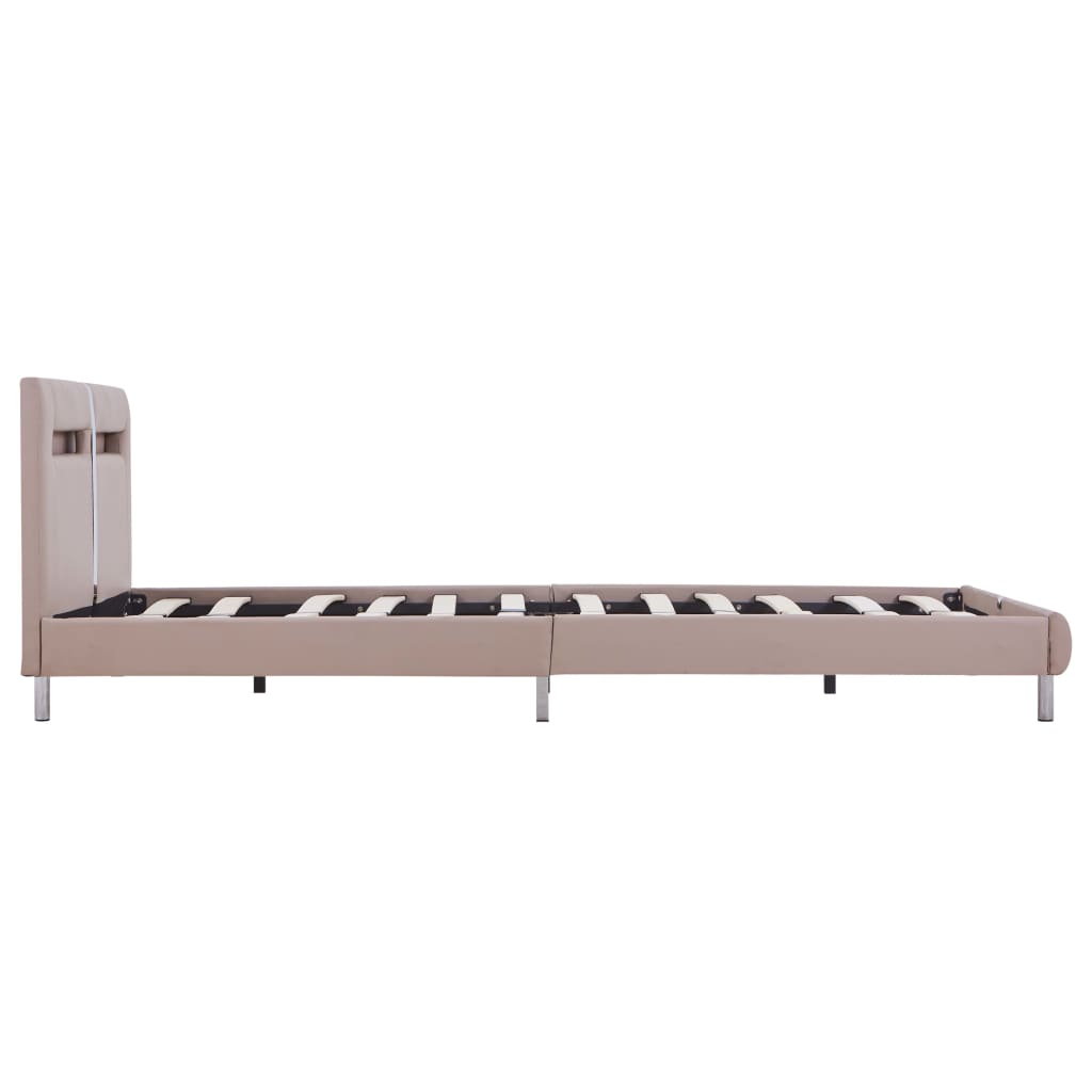 vidaXL Cadru pat cu LED, cappuccino, 120x200 cm, piele artificială