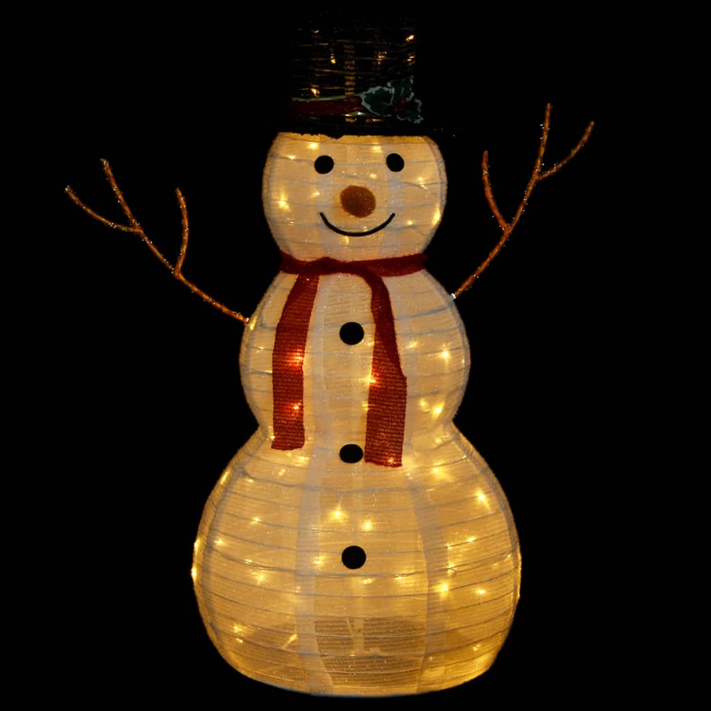 vidaXL Figurină decorativă Crăciun om de zăpadă LED 90 cm țesătură lux