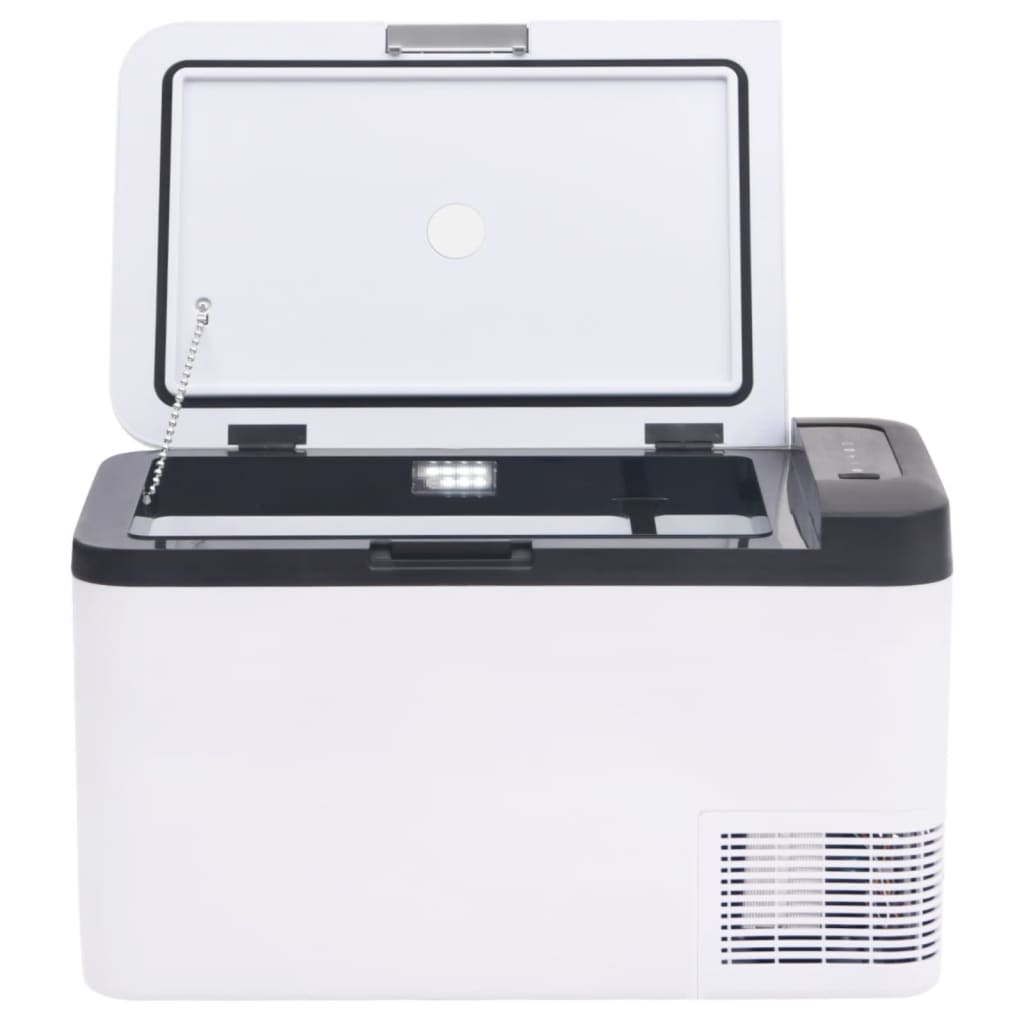 vidaXL Ladă frigorifică cu mâner și adaptor, alb-negru, 18 L, PP și PE