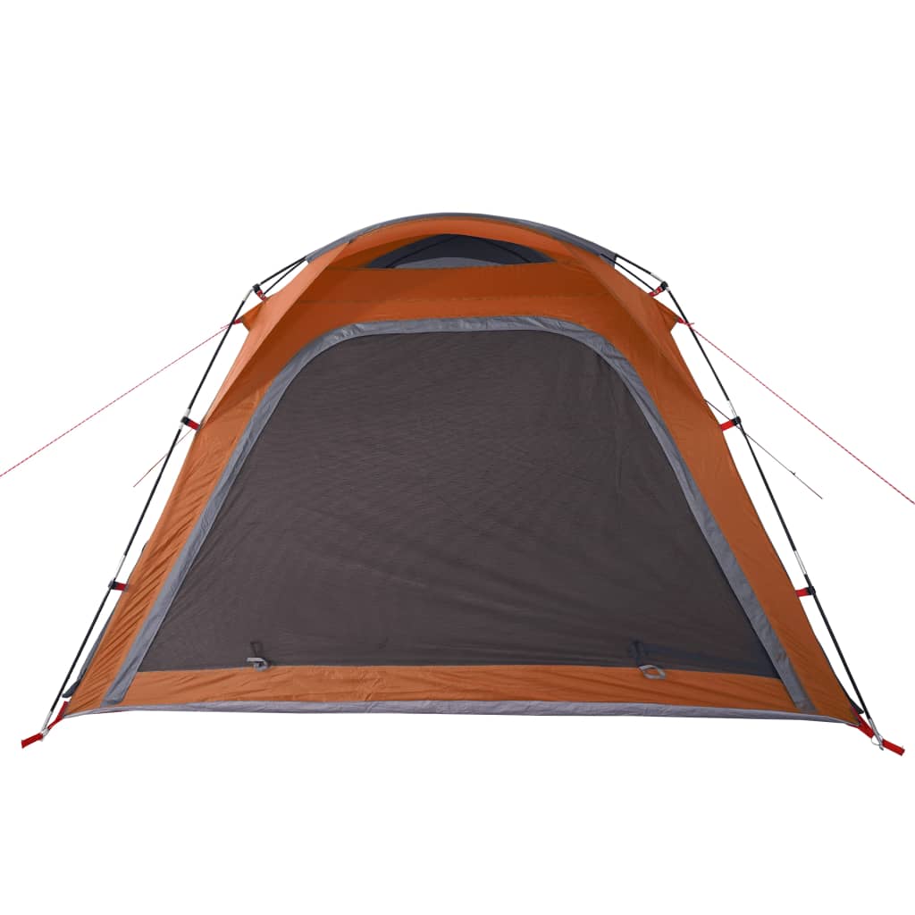 vidaXL Cort camping, 4 persoane, gri/oranj, impermeabil, setare rapidă