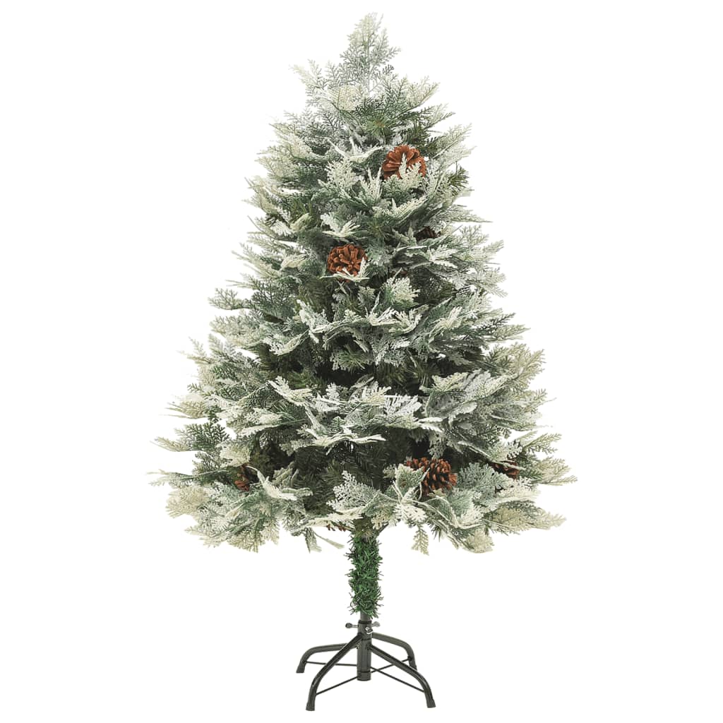 vidaXL Brad de Crăciun pre-iluminat conuri de pin verde 150 cm PVC&PE