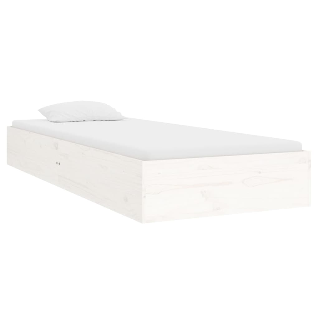 vidaXL Cadru de pat single, alb, 90x190 cm, lemn masiv