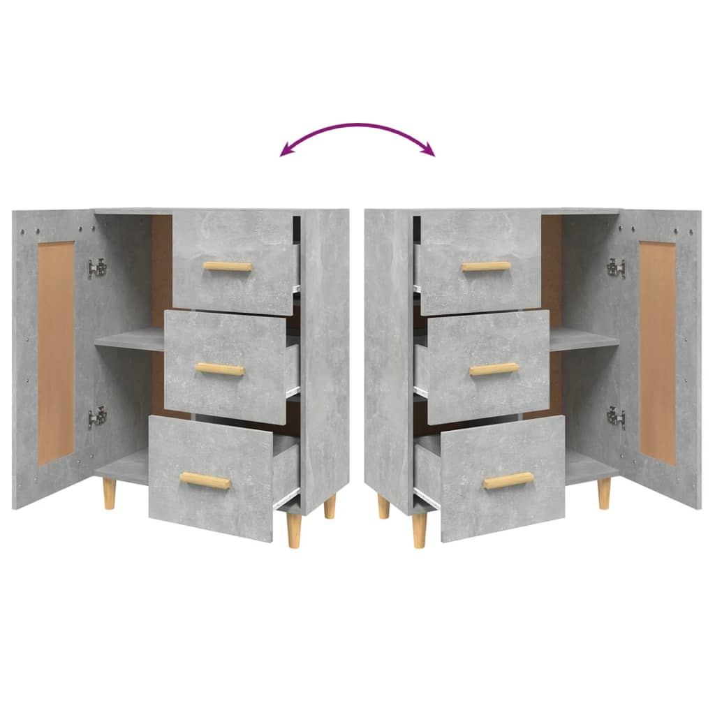 vidaXL Servantă, gri beton, 69,5x34x90 cm, lemn compozit