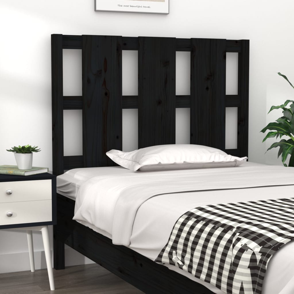 vidaXL Tăblie de pat, negru, 105,5x4x100 cm, lemn masiv de pin
