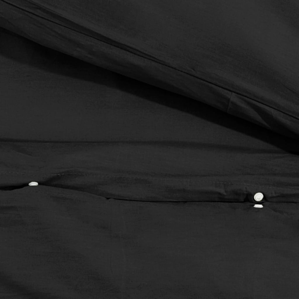vidaXL Set cu husă de pilotă, negru, 140x200 cm, bumbac