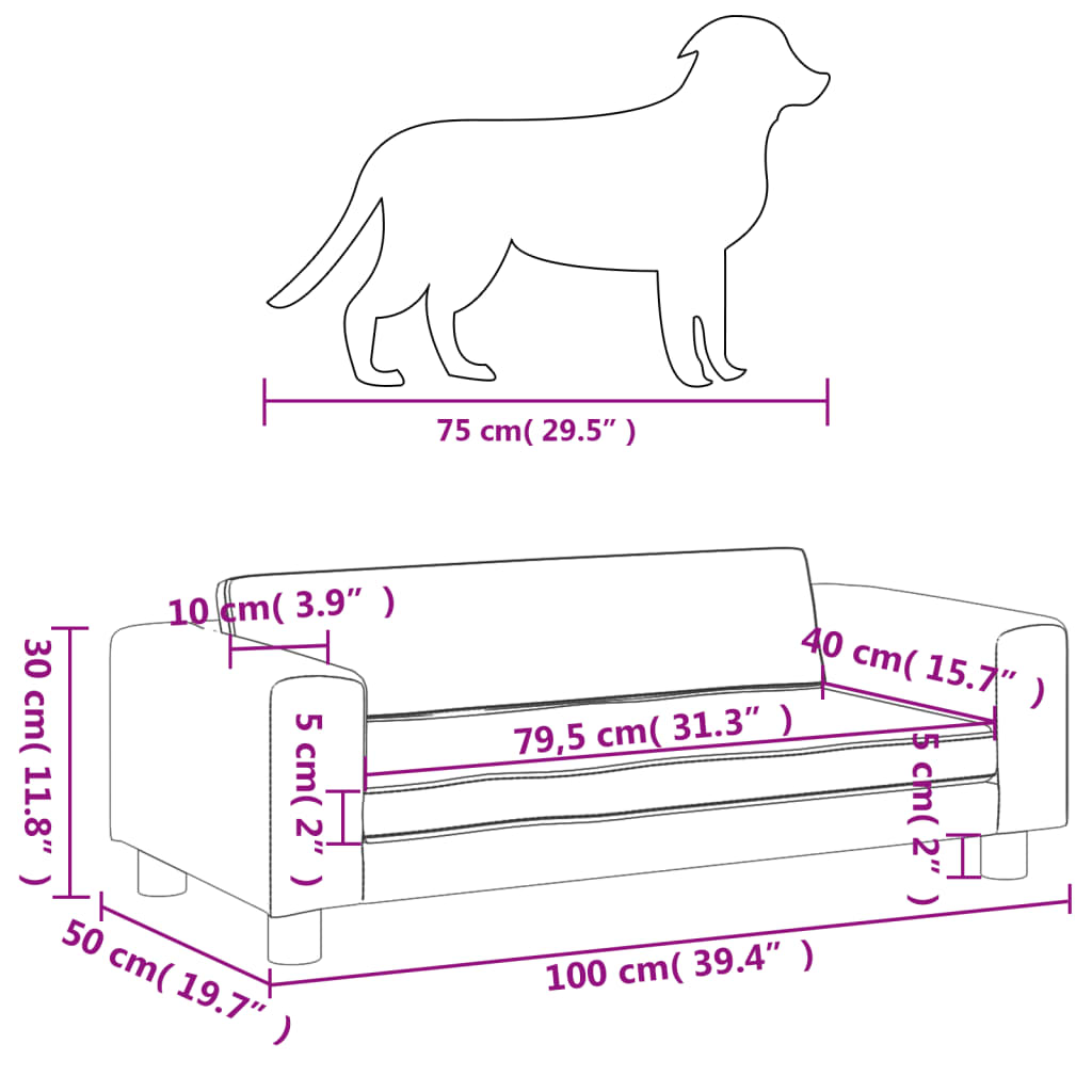 vidaXL Pat pentru câini cu extensie, gri deschis, 100x50x30 cm catifea