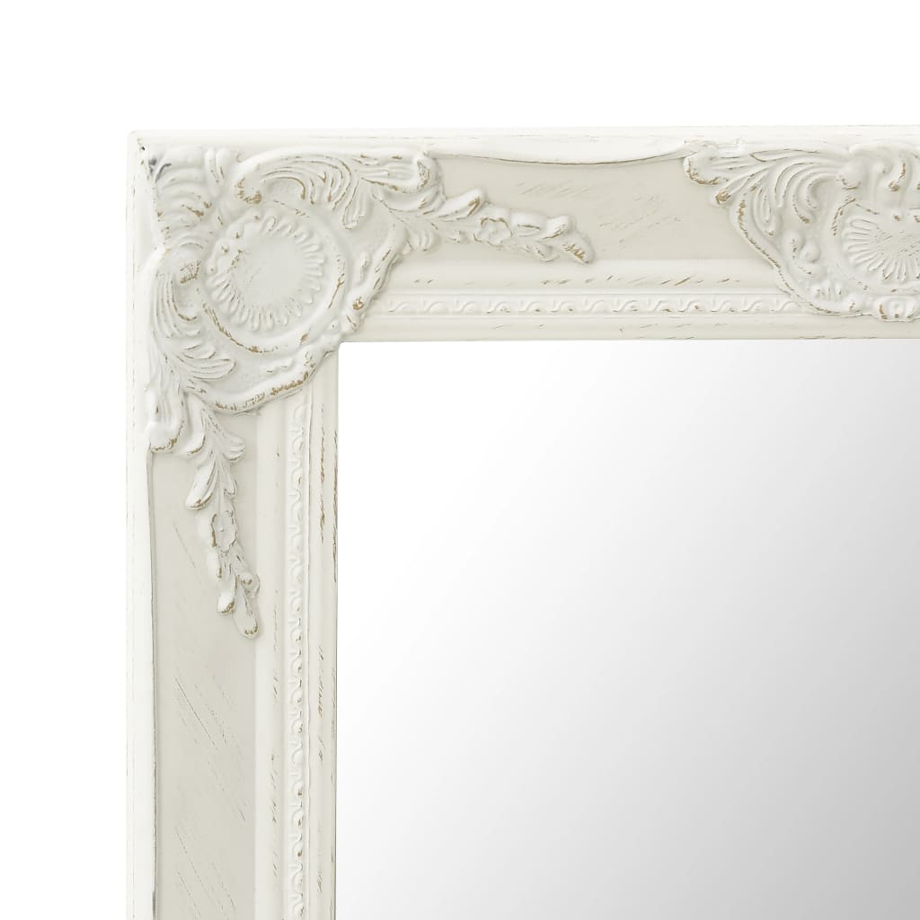 vidaXL Oglindă de perete în stil baroc, alb, 50 x 80 cm