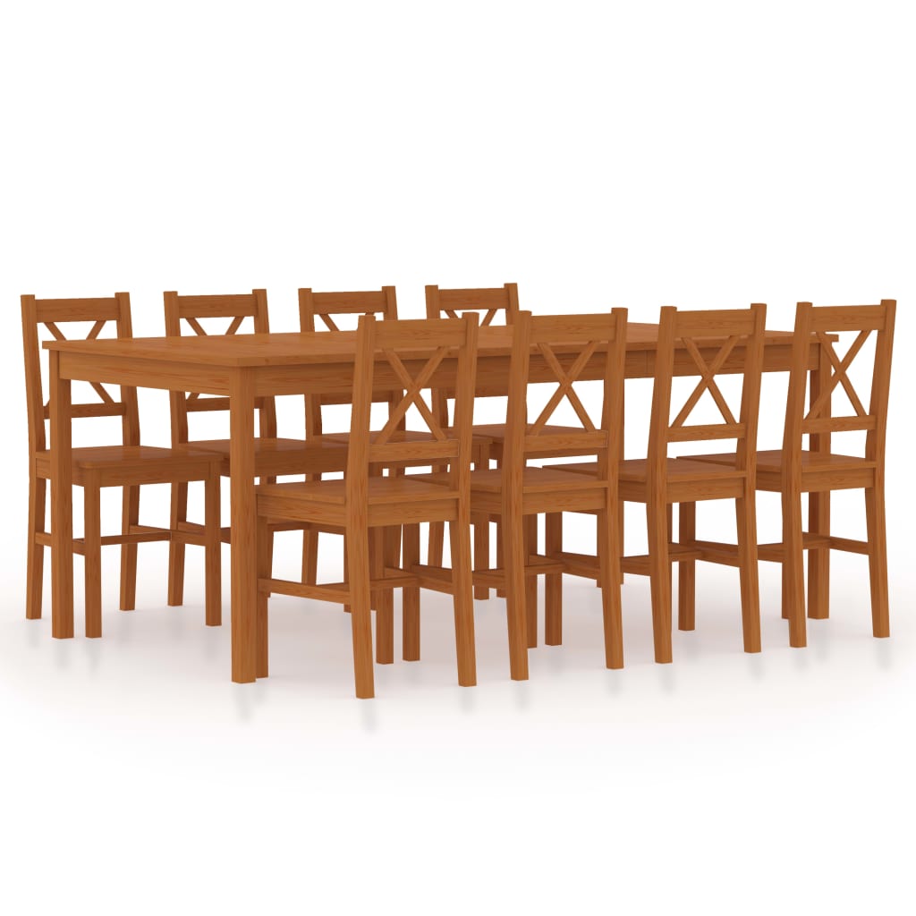 vidaXL Set mobilier de bucătărie, 9 piese, maro miere, lemn de pin