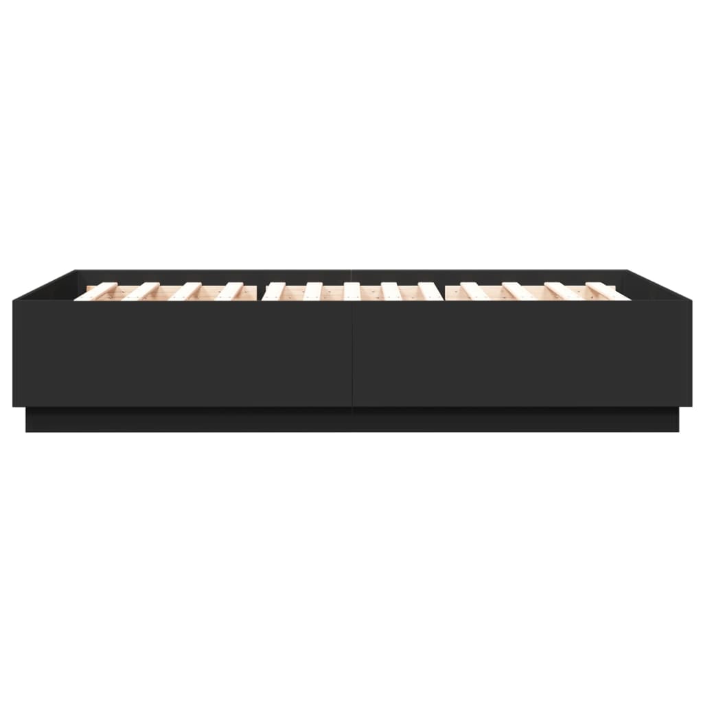 vidaXL Cadru de pat cu lumini LED, negru, 120x200 cm, lemn prelucrat