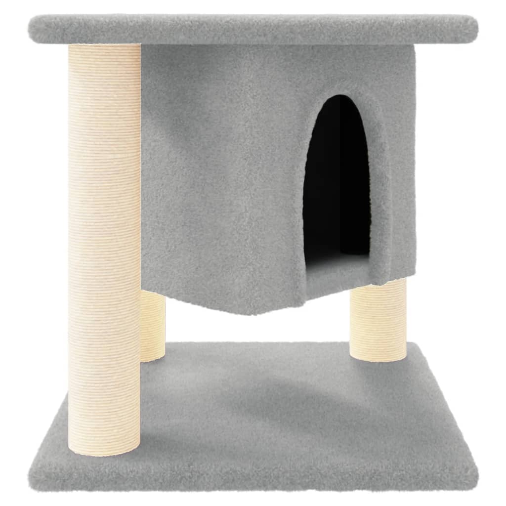 vidaXL Ansamblu de pisici, stâlpi din funie sisal, gri deschis, 37 cm