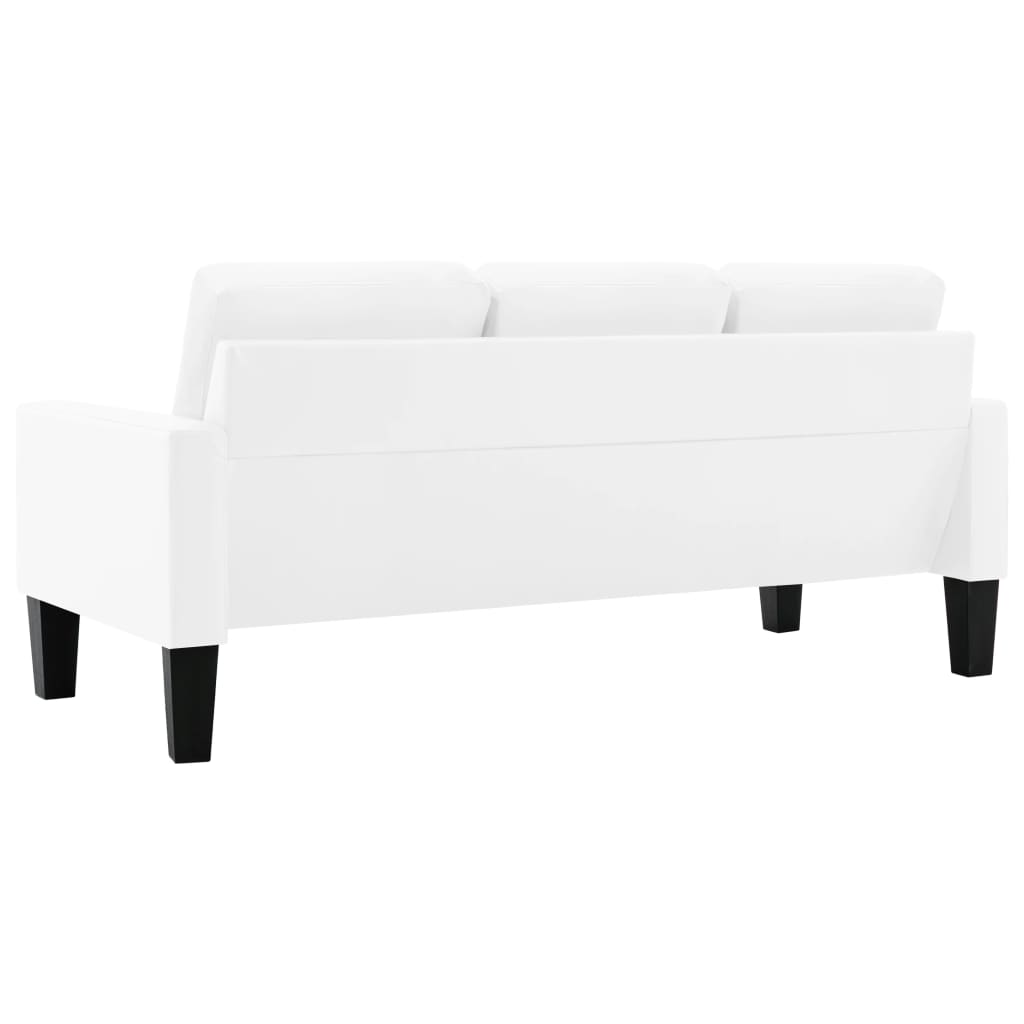 vidaXL Set canapea, 3 piese, alb, piele ecologică