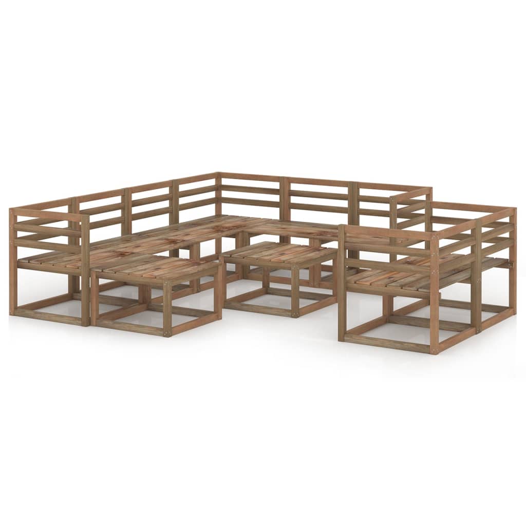 vidaXL Set mobilier de grădină, 10 piese, maro, lemn de pin tratat