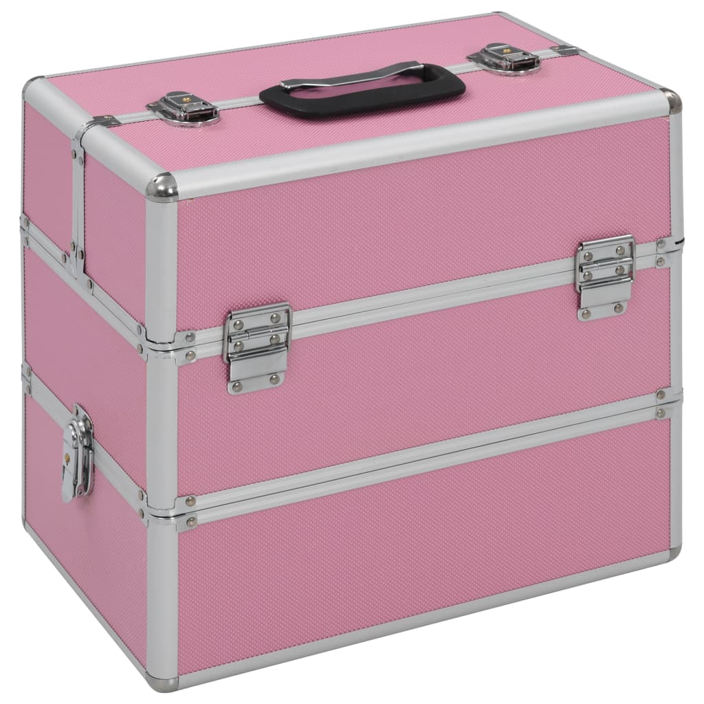 vidaXL Geantă de cosmetice, roz, 37 x 24 x 35 cm, aluminiu