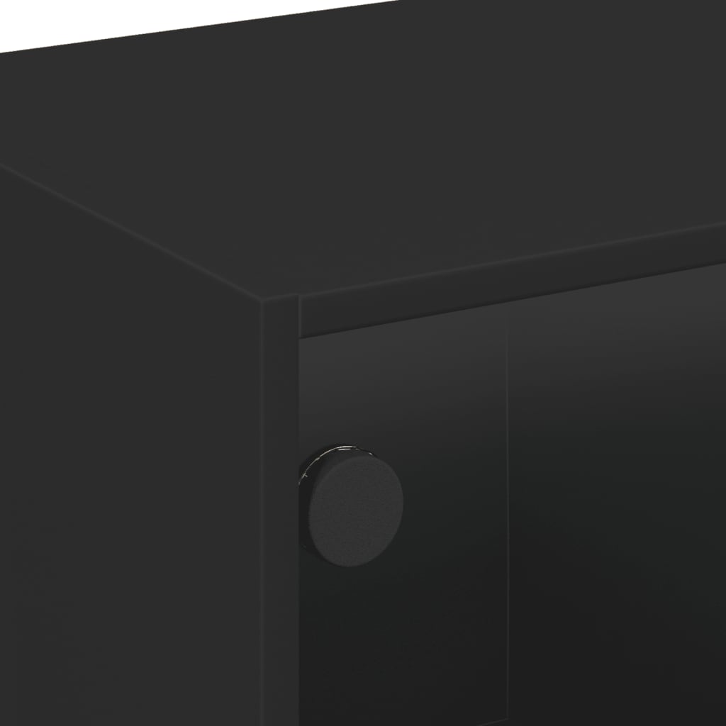 vidaXL Măsuță de cafea cu uși din sticlă, negru, 68x50x42 cm