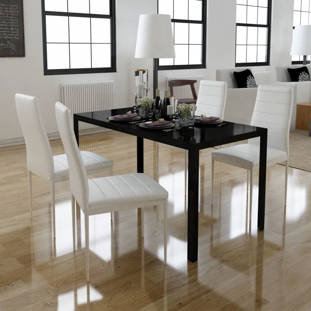 vidaXL Set masă și scaune de bucătărie, cinci piese, negru