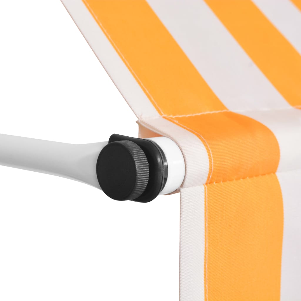 vidaXL Copertină retractabilă manual, portocaliu și alb, 350 cm, dungi