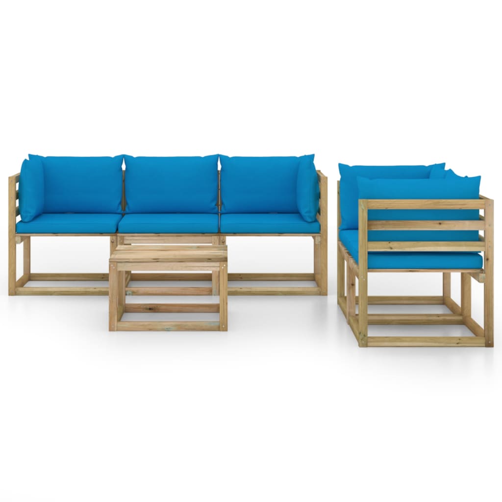 vidaXL Set mobilier de grădină cu perne albastru deschis, 6 piese