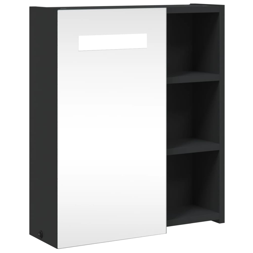 vidaXL Dulap cu oglindă de baie cu LED, negru, 45x13x52 cm
