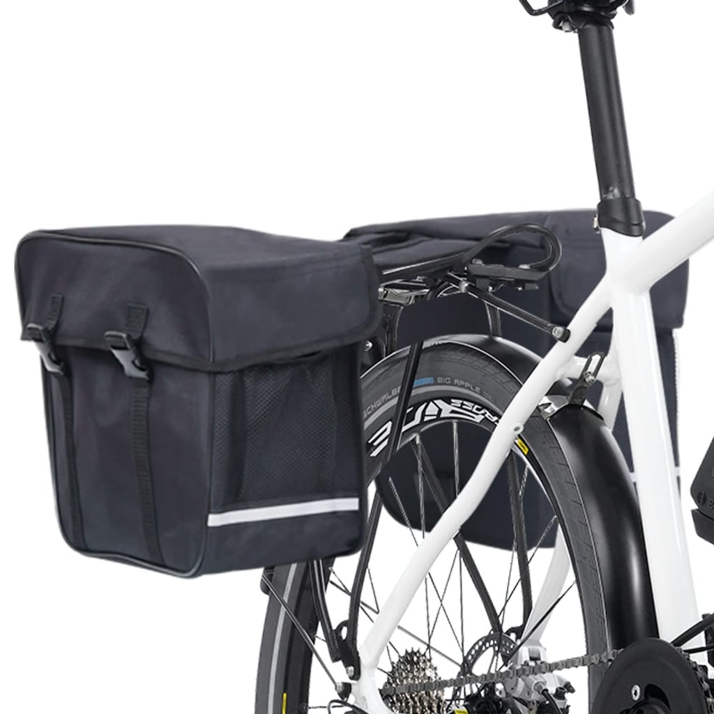 vidaXL Geantă de bicicletă dublă pentru suport coș, negru, 35 L