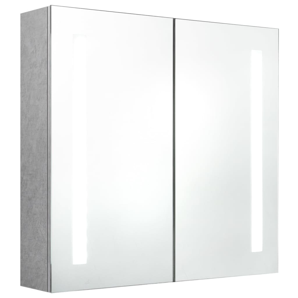 vidaXL Dulap de baie cu oglindă și LED, gri beton, 62x14x60 cm
