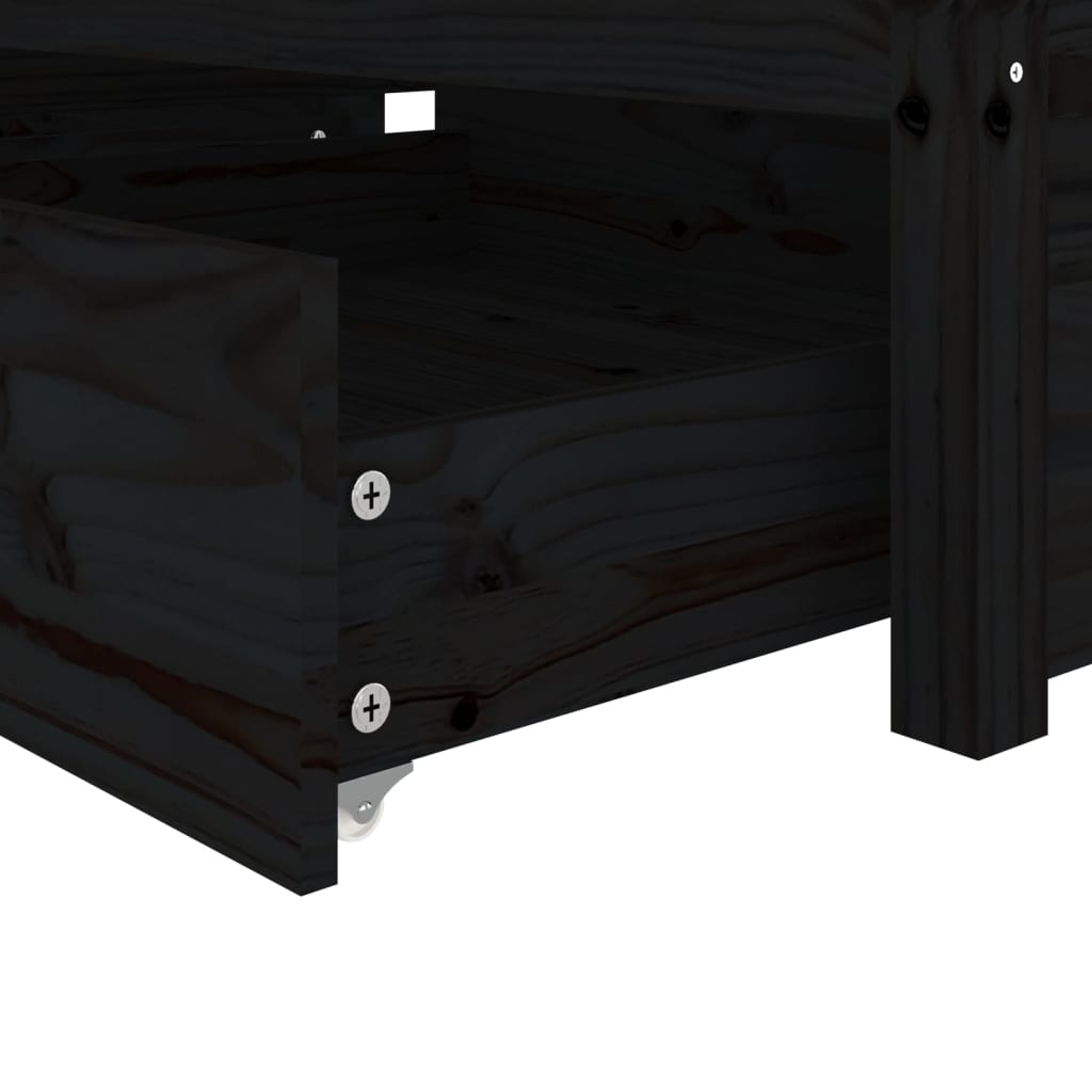 vidaXL Cadru de pat cu sertare, negru, 90x200 cm