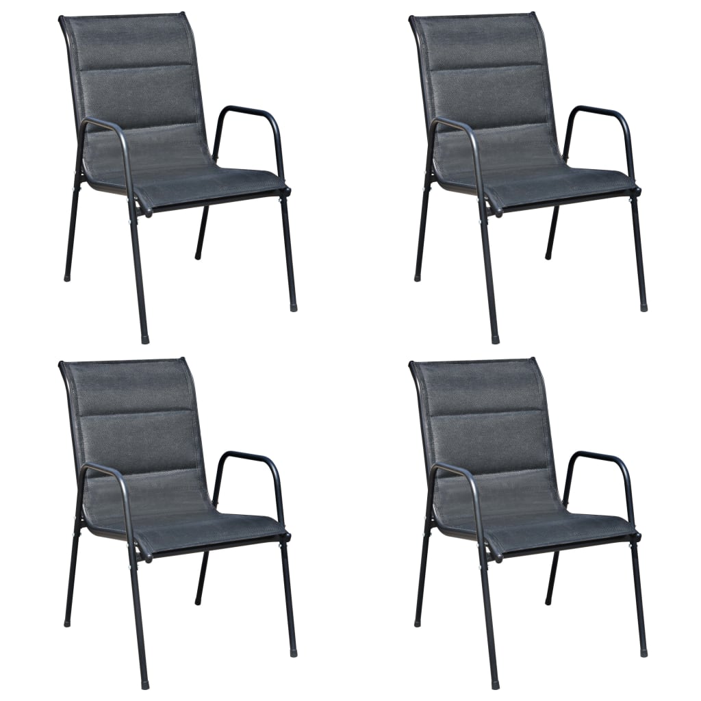 vidaXL Set mobilier de exterior, 5 piese, negru, oțel