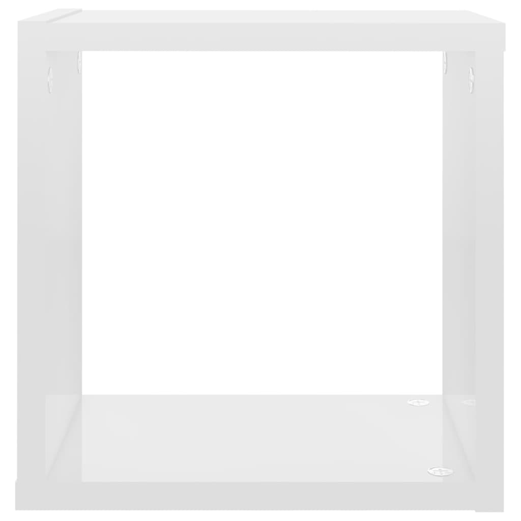 vidaXL Rafturi de perete cub, 4 buc., alb extralucios, 26x15x26 cm