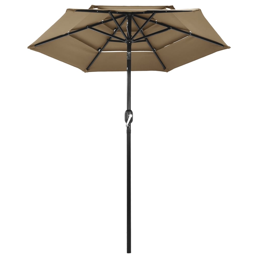vidaXL Umbrelă de soare 3 niveluri, stâlp aluminiu, gri taupe, 2 m