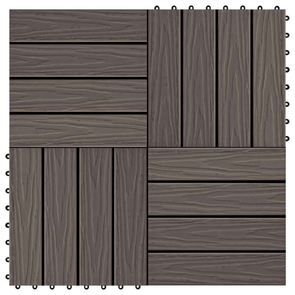 vidaXL Plăci podea în relief, WPC, 11 buc, 30x30 cm, 1 mp, maro închis