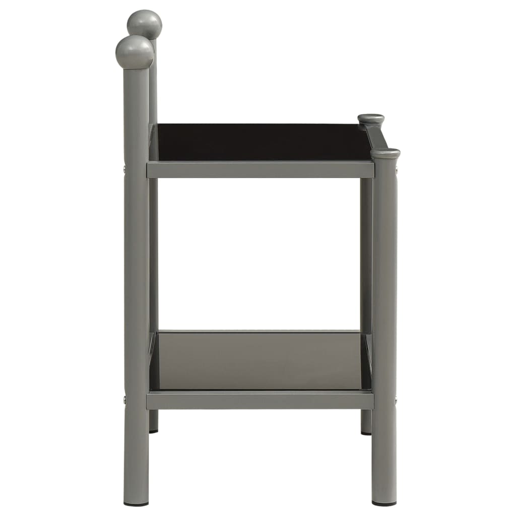 vidaXL Noptieră, gri și negru, 45x34,5x60,5 cm, metal și sticlă